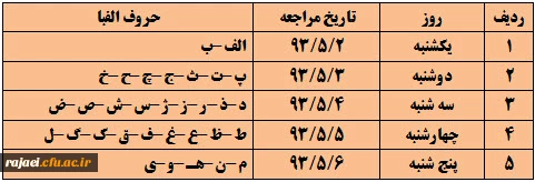 جدول زمانبندی مصاحبه