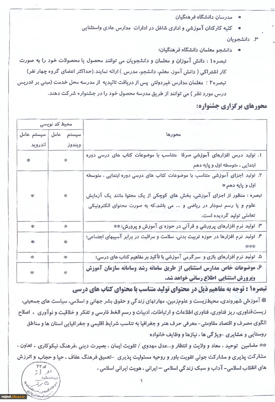 دستورالعمل برگزاری جشنواره تولید محتوای  الکترونیکی  3