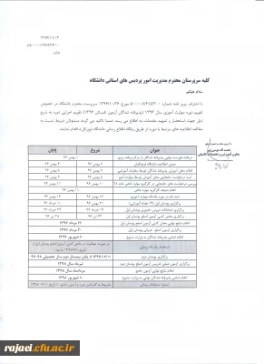 تقویم دوره مهارت آموزی سال 1396 (پذیرفته شدگان آزمون تابستان 1396)